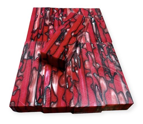 Messergriffblock Acryl rot-schwarz 13x4,5x3cm