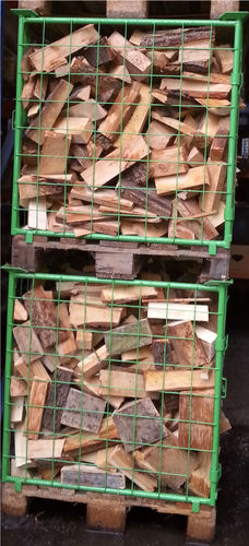 Gitterbox voll Brennholz Holzarten gemischt